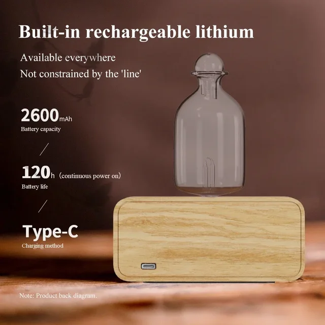 Glass Essential Oil Diffuser Wood Grain Base Air Aroma Diffuser 2600mAh Professional Machine Nebulizer For Home Office Room 6