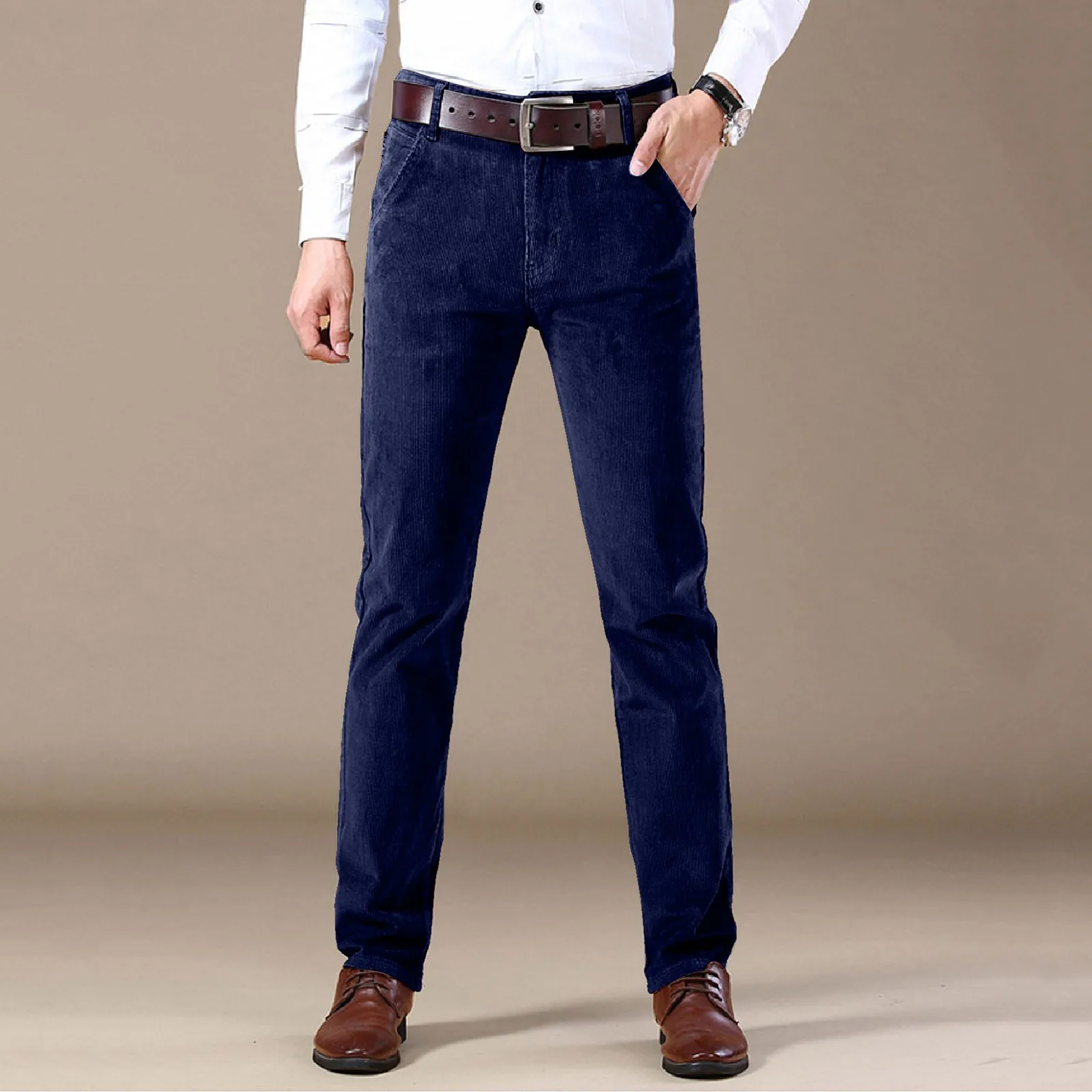 Pants Men Vintage winter Corduroy Slim Casual Dress Suit Fashion Business Brand Plus Size