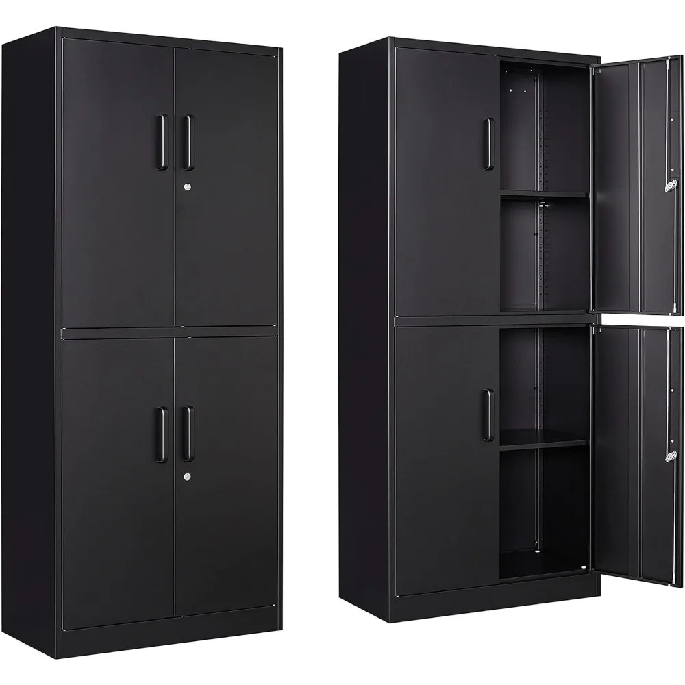 

Yizosh Metal Storage Locking Cabinet with 4 Doors and 2 Adjustable Shelves,71" Lockable Garage Tall Steel Cabinet