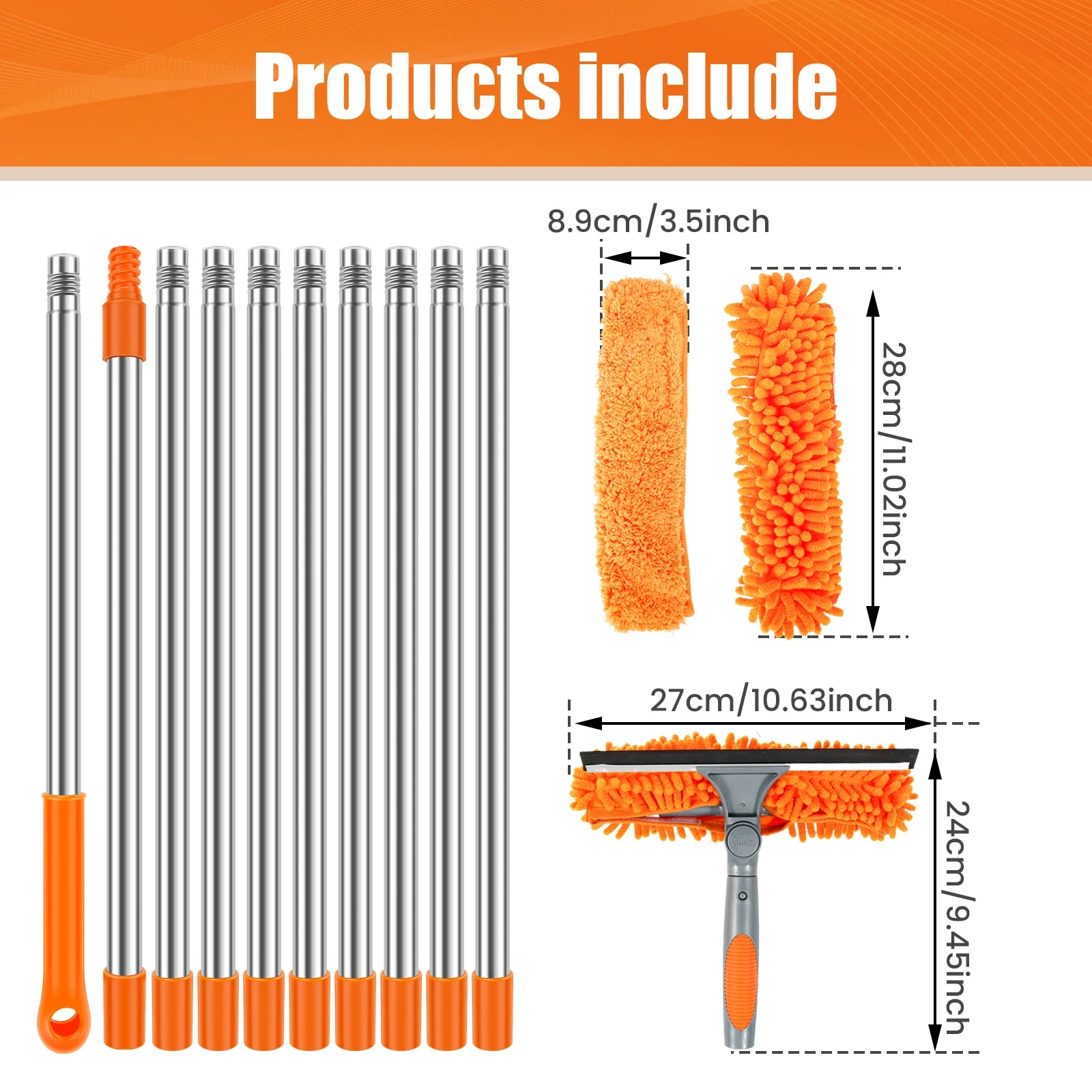 طقم تنظيف النوافذ الاحترافي، قابل للتمديد من 100 إ...