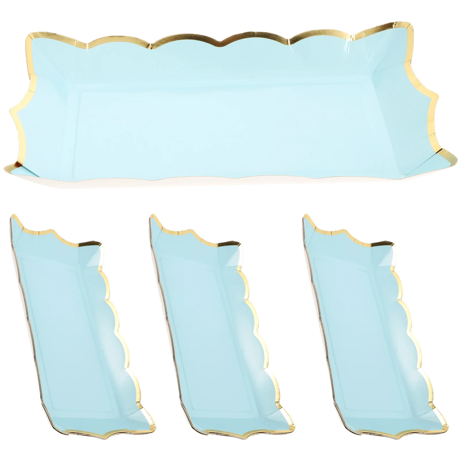4 Pcs Square Paper Lace Plate Decorative Serving Trays Party Blue Plates Cardboard and Platters Fruit for Food Containers 3