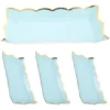 4 Pcs Square Paper Lace Plate Decorative Serving Trays Party Blue Plates Cardboard and Platters Fruit for Food Containers 3