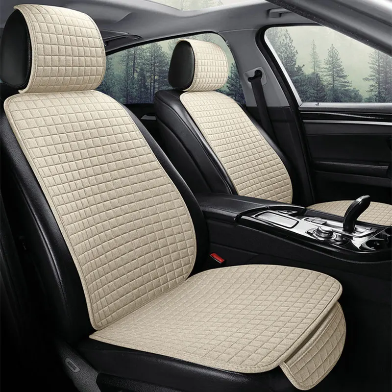 

Summer Flax Car Chair Seats Covers Cushion Protector Mat Vehicle Supplies Front Rear Pad Breathable Cooling Beige Universal 98%