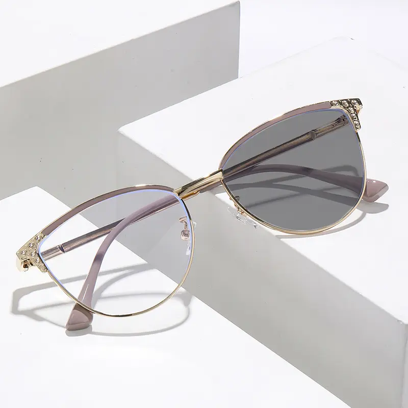New Trend Cat Eye Photochromic Glasses Fashionable Diamond Cut Myopia Glasses Women Men Luxury Color Changing Eyewear 0-1.0-4.0 - Image 4