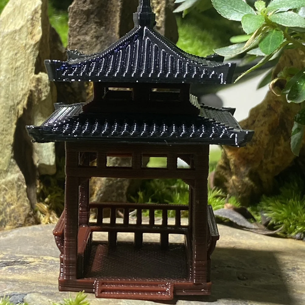 

Pavilion Statue Simulation Landscape Courtyard Building Model Pavilion Ornament Aquarium Adornment Fish Tank Landscaping Decor