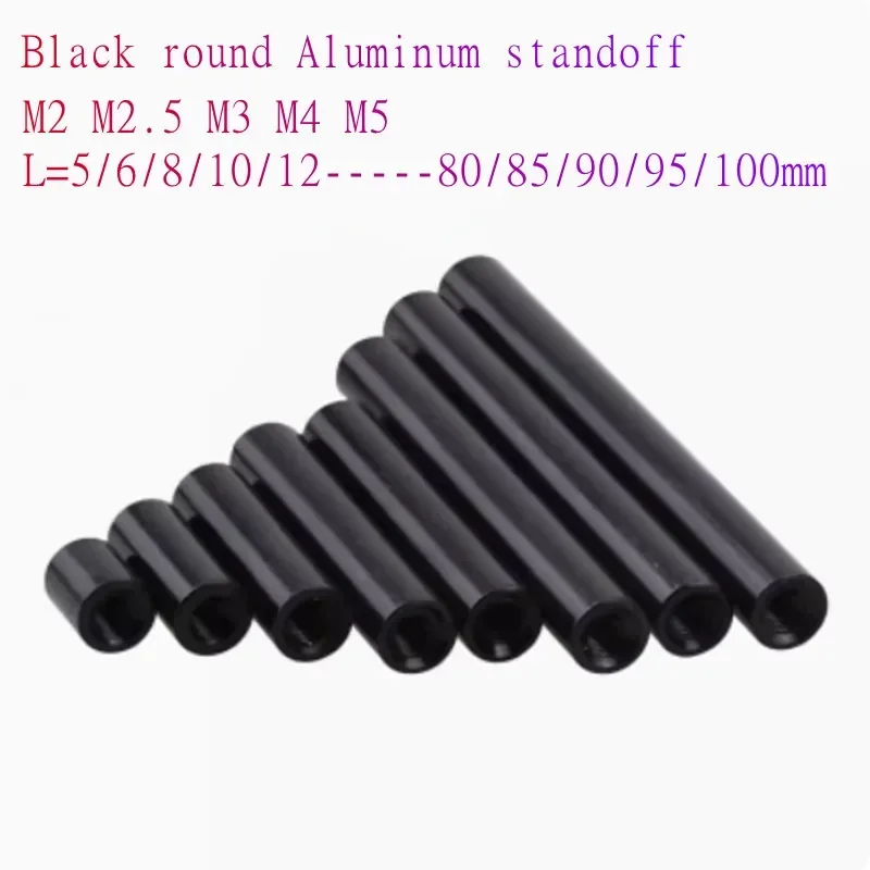 Aluminum Spacer 5pcs-10pcs/lot Black Round Aluminum Studs Standoff Column Rods M2-M5