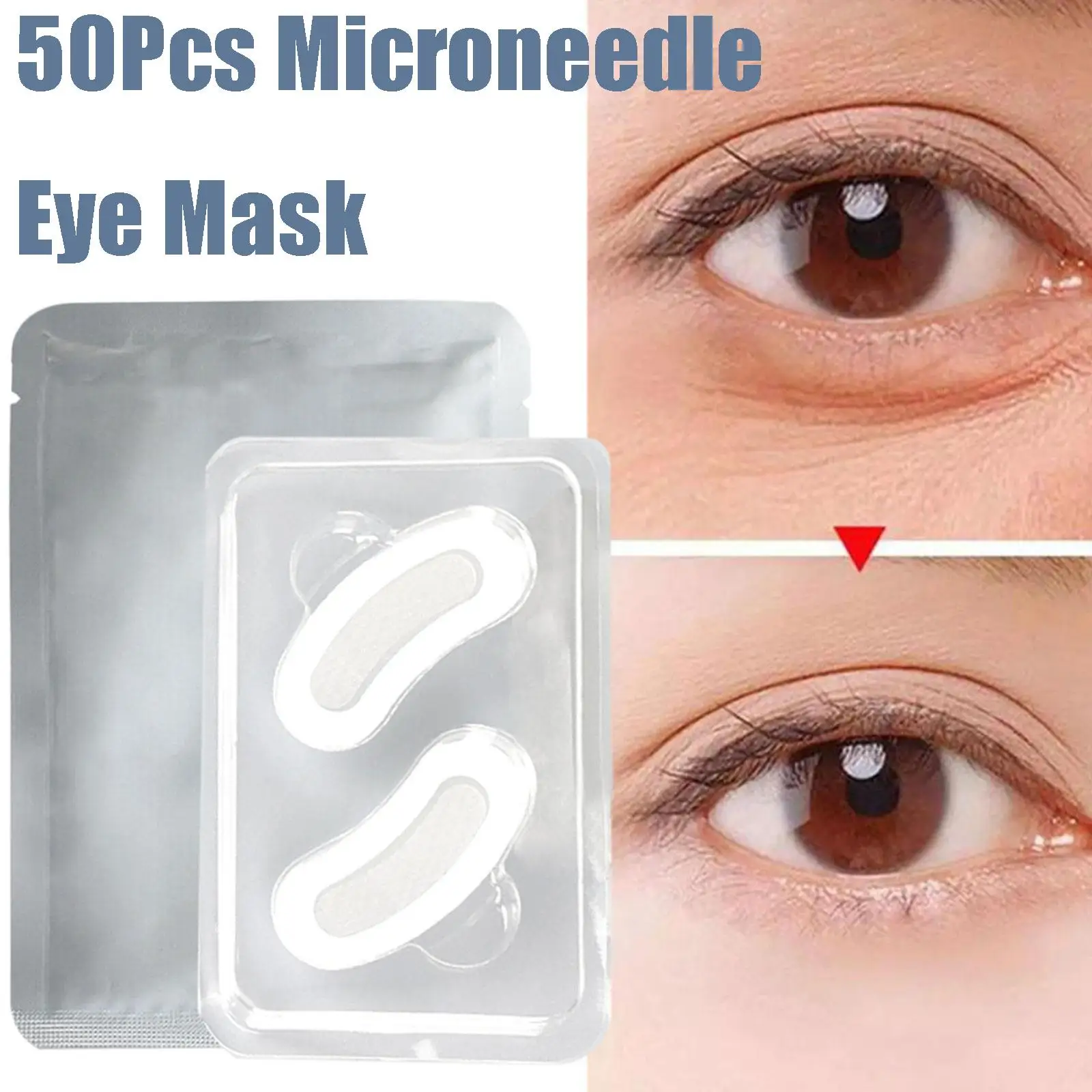 50PcsMicroneedleEyeMaskNanoSolubleMicroneedleUnderEyeMaskHyaluronicAcidImproving