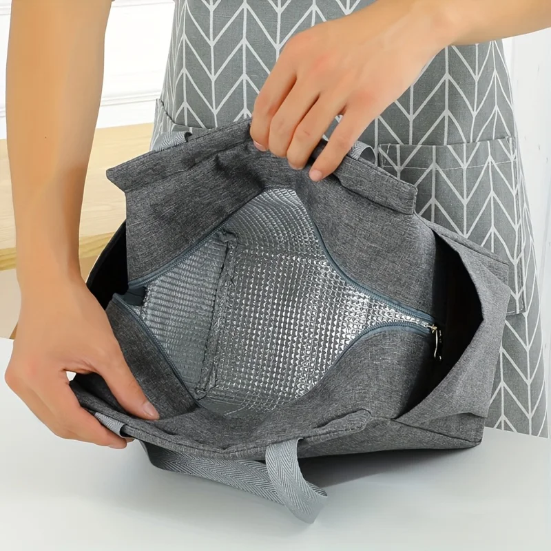 Versatile Insulated Tote Bag - Double Pocket, Large Capacity, Washable, and Portable for Picnics, Camping, or Work