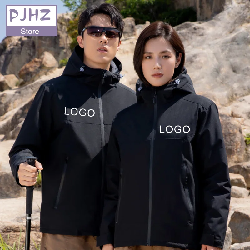 Hiking Windproof Jacket Mountaineering Outdoor Camping Skiing Raincoat Waterproof Hooded Jackets print embroidery