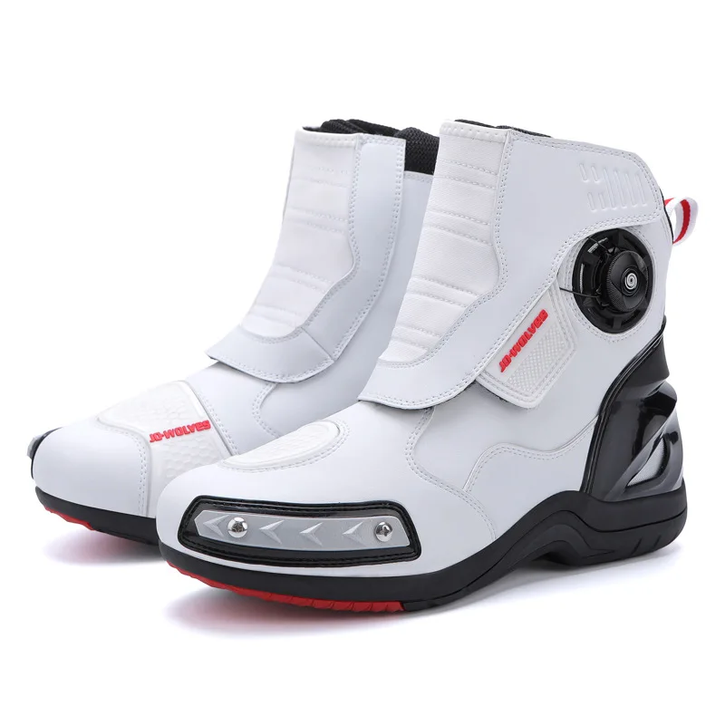 Motorcycle Shoes Motorcycle Boots New Motorcycle Boots Man Waterproof Studded Boots Hook And Loop Fasteners Wear-Resistant Anti-Slip Anti-Fall