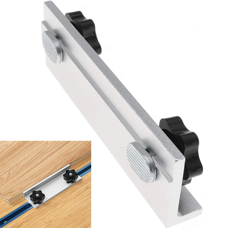 

Long Stop Kit Baffle Plate Planing Stop Board Aluminum Alloy Intersection Kit For 19 Type T-Track System Woodworking Workbench