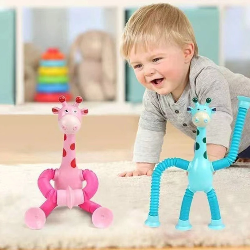 

Cartoon Telescopic Giraffe Toy Puzzle Suction Cup Toy Parent-kid Interactive Toy