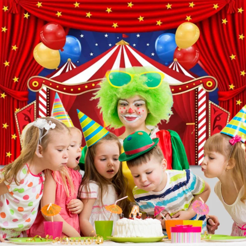 Circus Carnival Backdrops Photography Props Newborn Baby Birthday Decoration Balloon Ferris Wheel Party Background Photo Studio