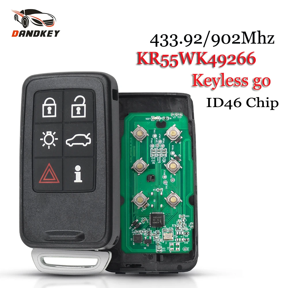 Dandkey Kr55wk49266 Fob 6 Button 433mhz/902mhz Replacement Smart Remote