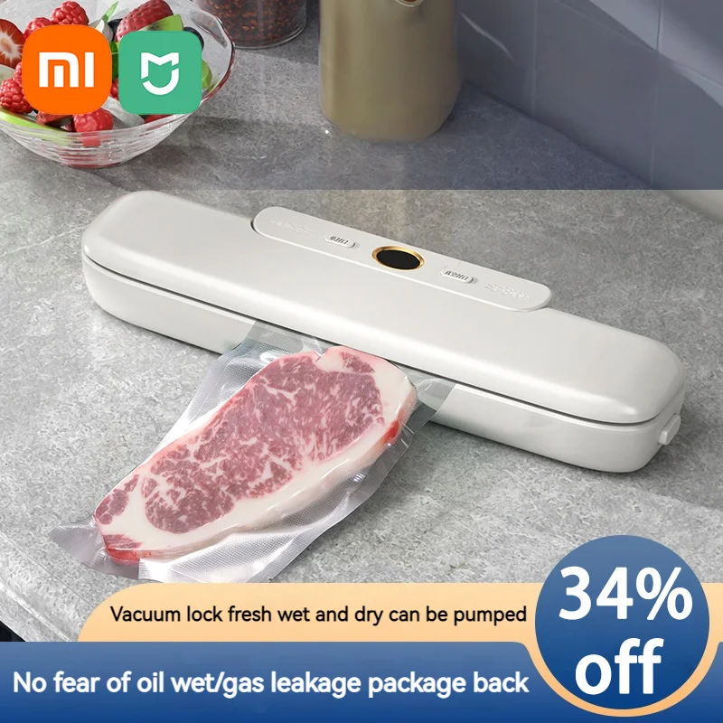 Xiaomi Mijia New Vacuum Sealer Machine Food Preservation Machine Plastic Bags Sealer Kitchen Automatic Vacuum Packaging Machine xiaomi mijia automatic folding umbrella sunny rainy aluminum windproof waterproof uv man and woman summer winter umbrella