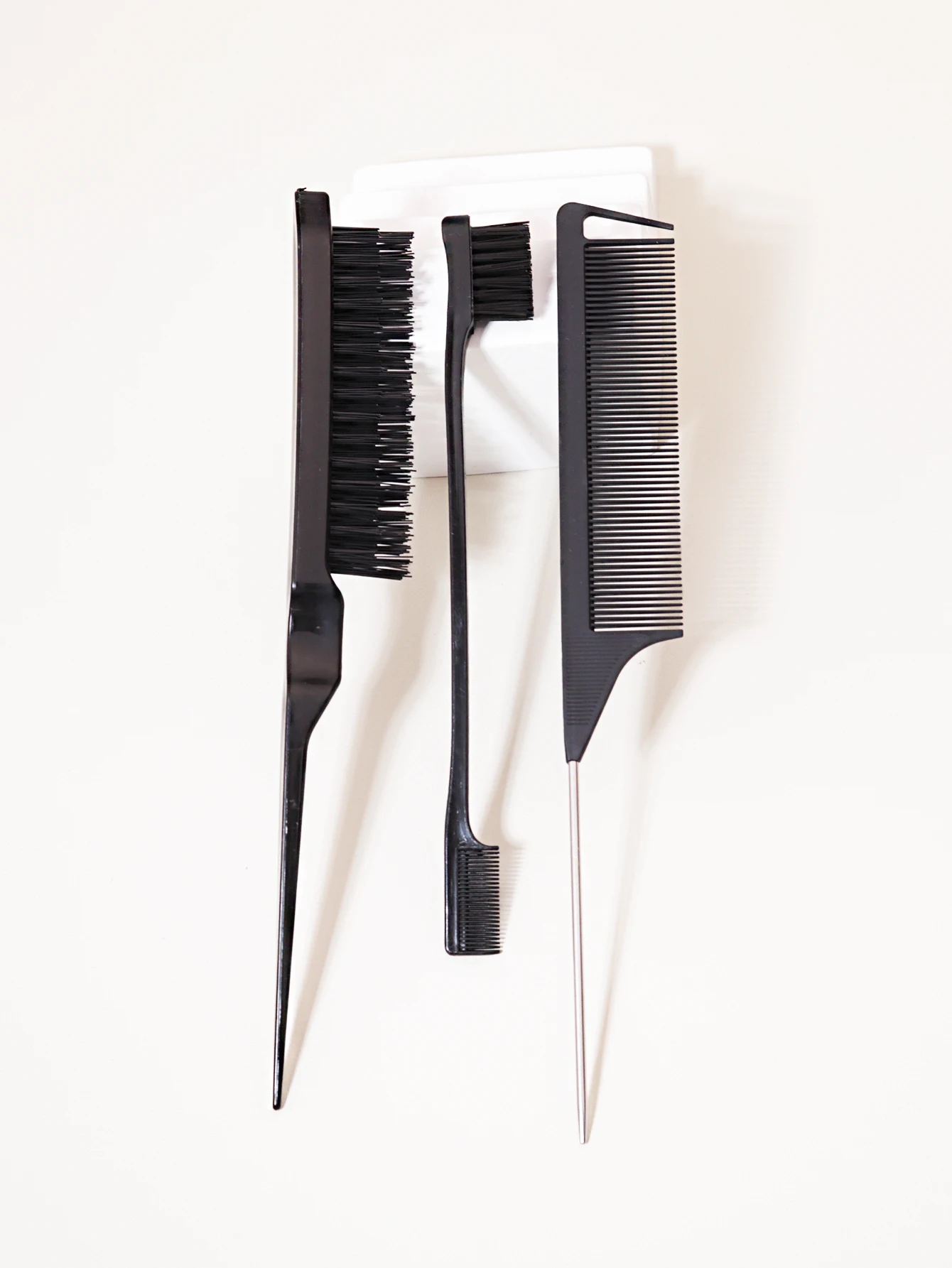 3pcs hair styling comb set with triple tear hair brush,mouse tail comb,edge hair brush,styling comb salon tool