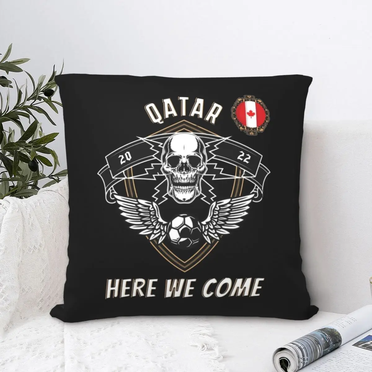 

Qatar Here We Come Canada Square Pillowcase Polyester Pillow Cover Velvet Cushion Zip Decorative Comfort Throw Pillow for home