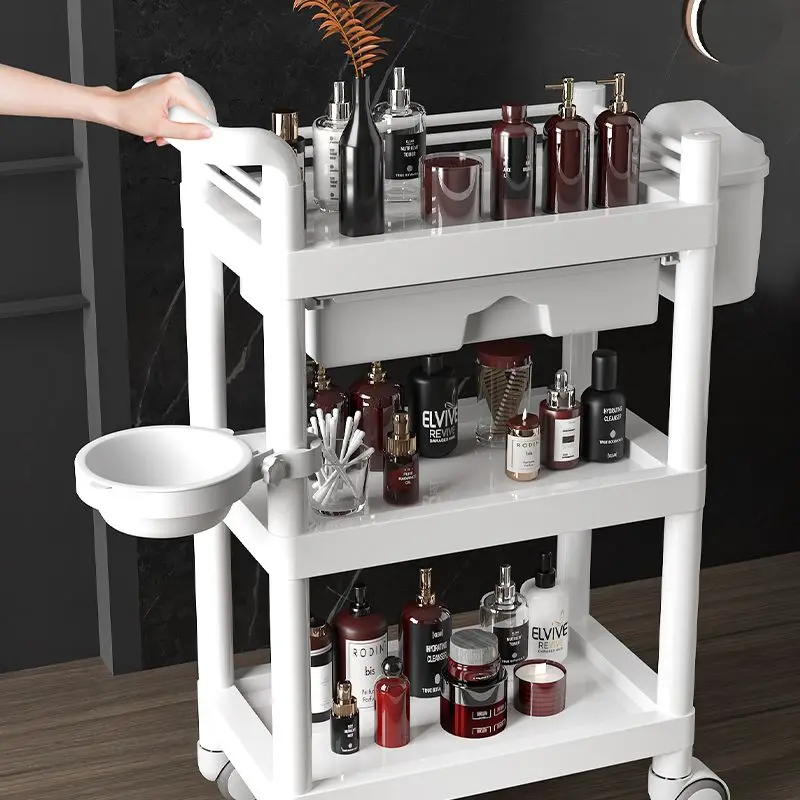 Beauty Salon Special Beauty Trolley Mobile Pulley Spa Instrument Tool Car Storage Shelf Drawer Trash Can Tattoo Equipment