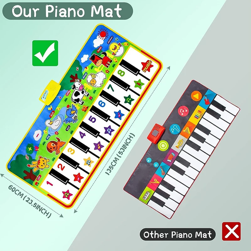Piano mat - 53 "x 23" Music mat 8 Animal sound dance mat 5