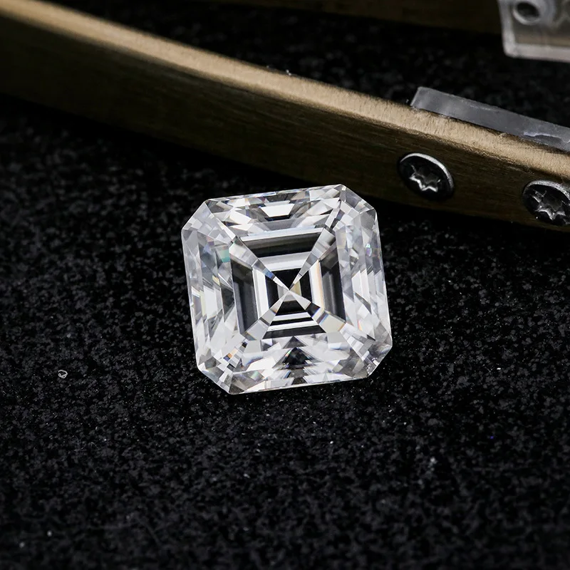 Loose Moissanite Pedra, Asscher Cut, D Color, VVS1 Lab Grown Diamante Gemstone, DIY Jóias, Anel e Brincos de Ajuste, de alta qualidade, 6mm