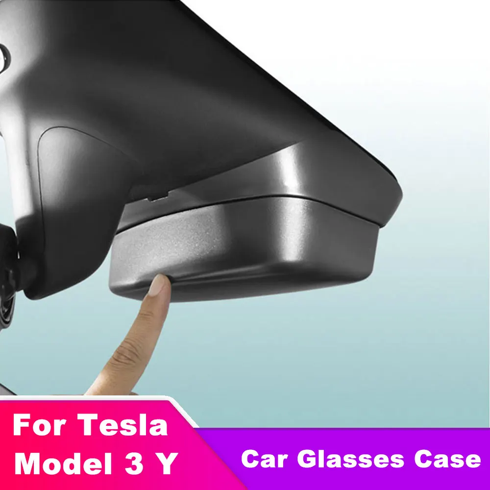 

Car Glasses Holder Case For Tesla Model 3 Y Sunglasses Storage Box Interior Accessories