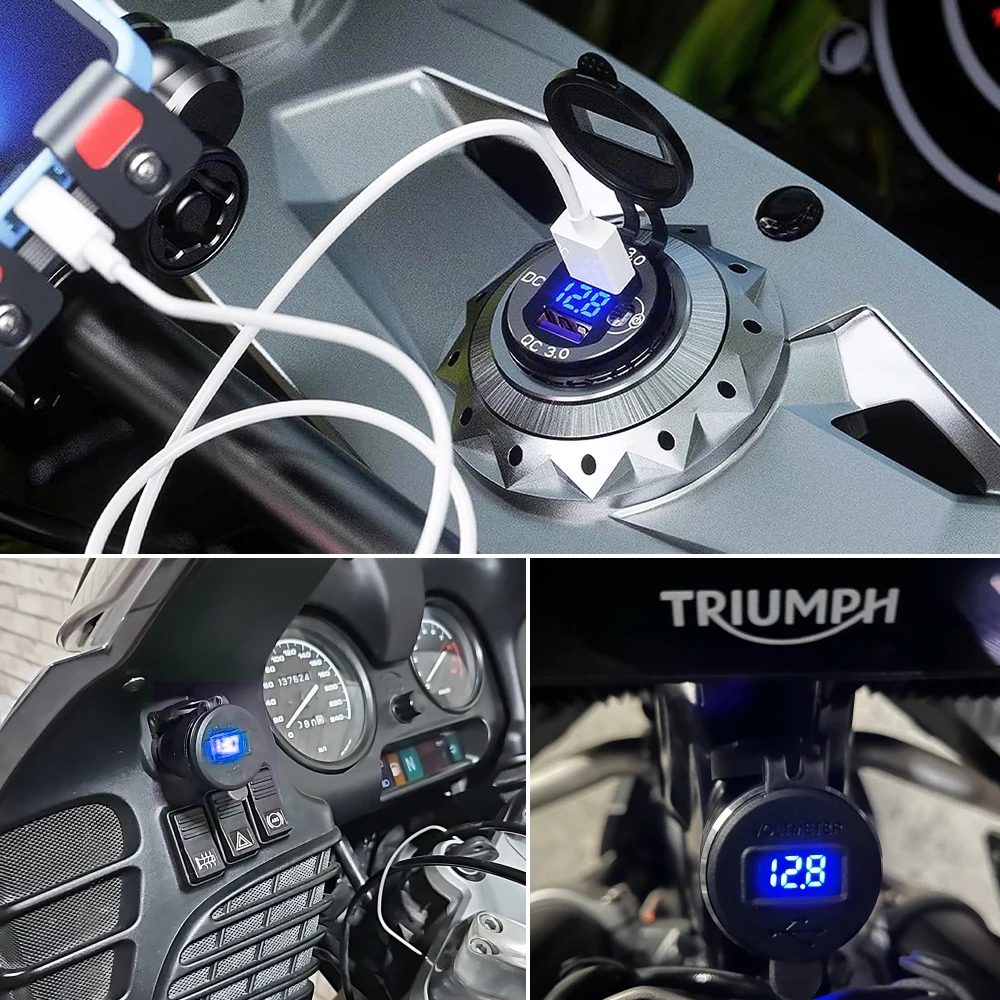  QC3.0  USB ,  USB   ġ, BMW R1200GS 庥ó F800GS Ʈ̾ Ÿ̰ īƼ DIN 