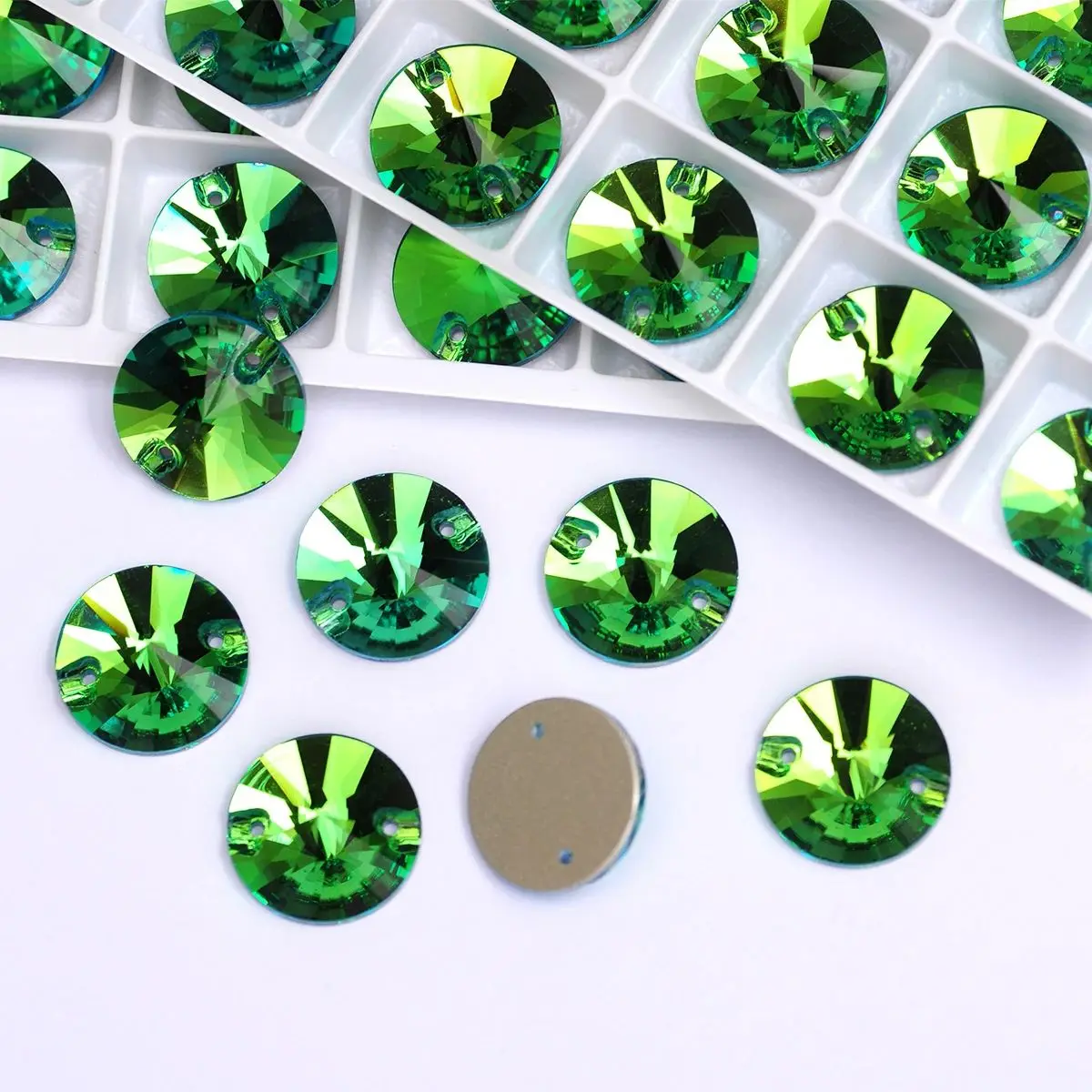 

Peridot Shiny Rivoli Glass Strass Flatback Crystal Sew On Rhinestones Crafts Glitter Sewing Accessories For Design Decorations