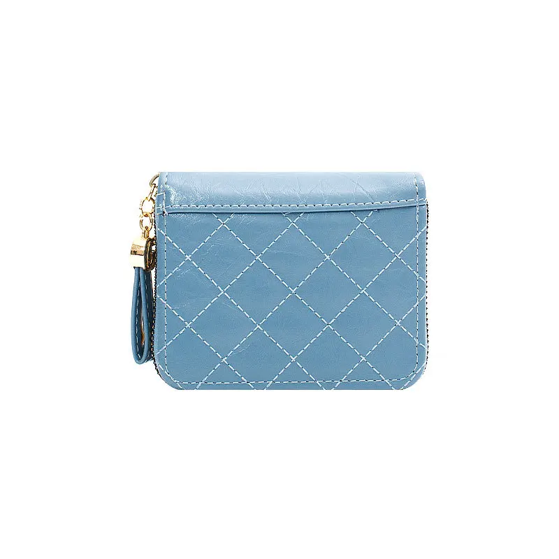

New Small Fragrant Purse Women's Short Korean Version Diamond Lattice Folding Buckle Wallet Fashion Zipper Purse