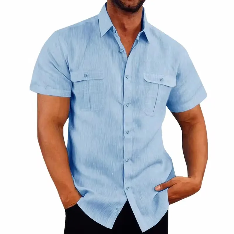 Camisas Casuales De Lino De Algodón De Manga Larga Para Hombre Con