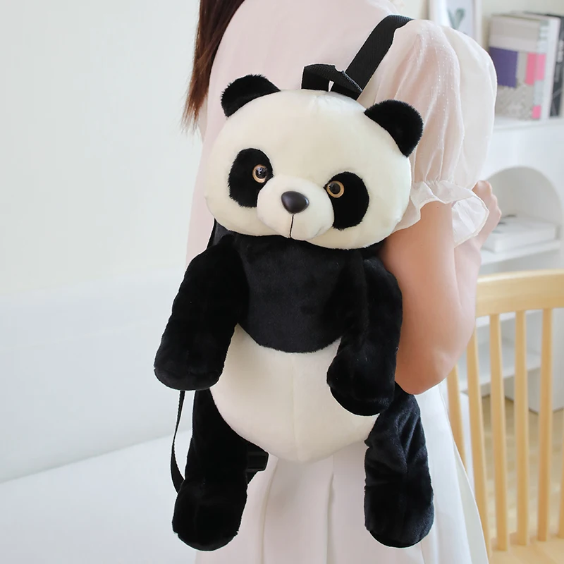 Kawaii Panda Plush Backpacks Cartoon Stuffed Animals Bag Girls Boys Plush Schoolbags Soft Kids Toys for Cute Children Baby Gifts 2022 kids trolley bags for backpack schoolbags luggage for children 2 6 wheels expandable rod high function trolly accessories