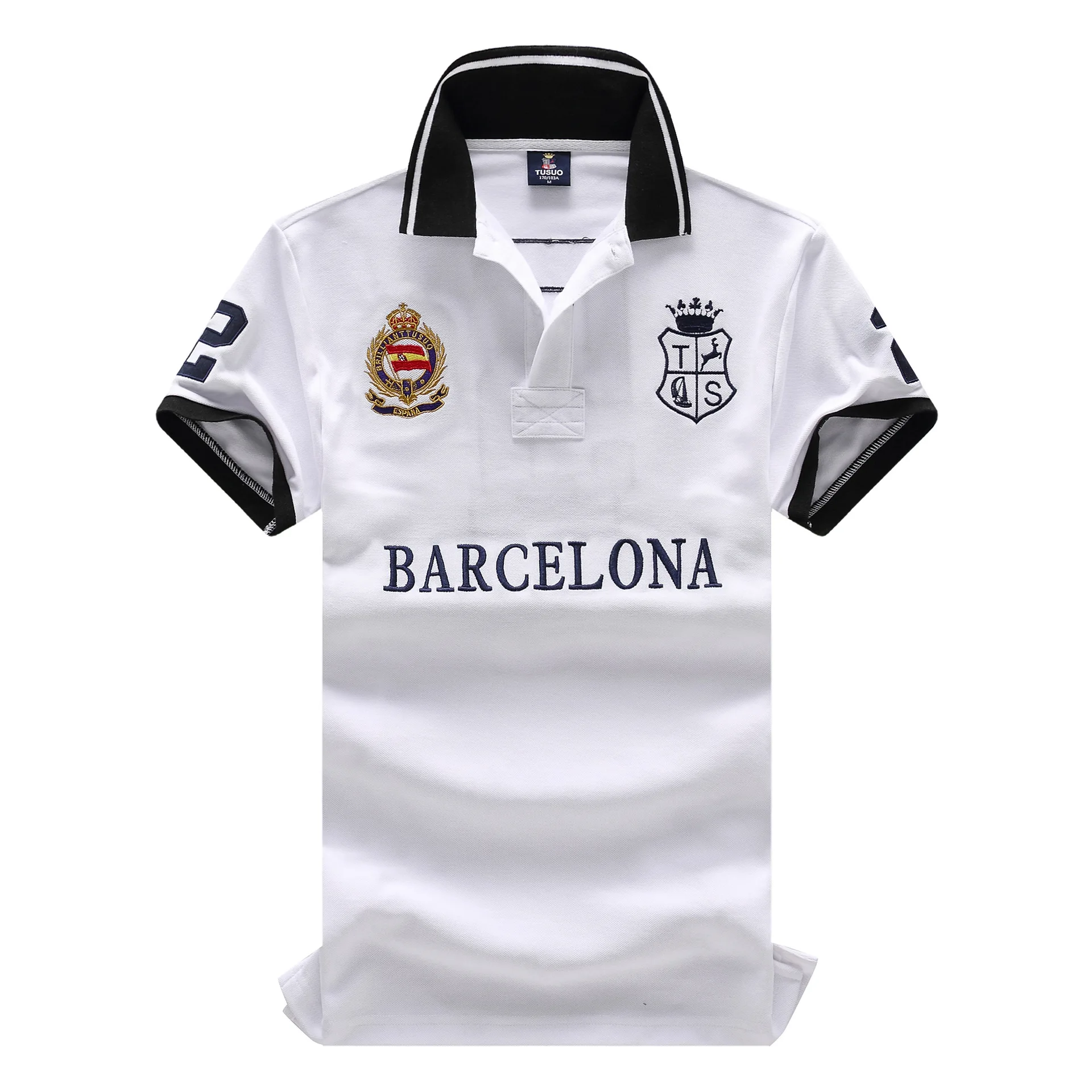 Camiseta deportiva e informal para hombre, Polo con bordado del número 2 de Barcelona, Color sólido, estilo blanco, AliExpress