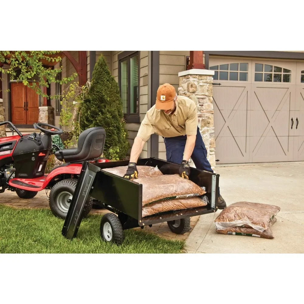 Black Multi-purpose Cart With Wheels 350-Pound Steel Dump Cart 45-0303 Garden Carts Cargo Trolleys Folding Trolley Supplies Home