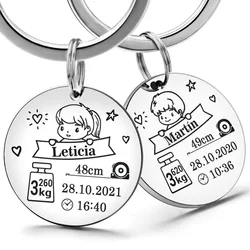 Stainless Steel Custom Keychain For Baby Newborn Commemorate Personalized Mom Dad Popular Accessories Best Gift Keyring P026