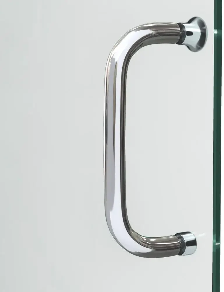 Semi Frameless Sliding Shower Door Clear Glass Brushed Nickel matching handle Sliding Shower Door panel