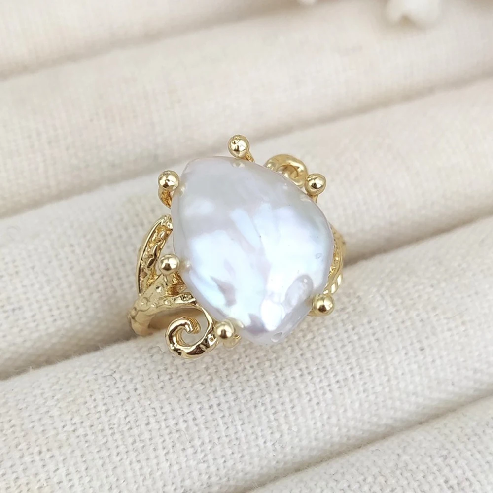 تصميم فاخر غير منتظم لؤلؤة عملة خاتم حفلة موسيقية...