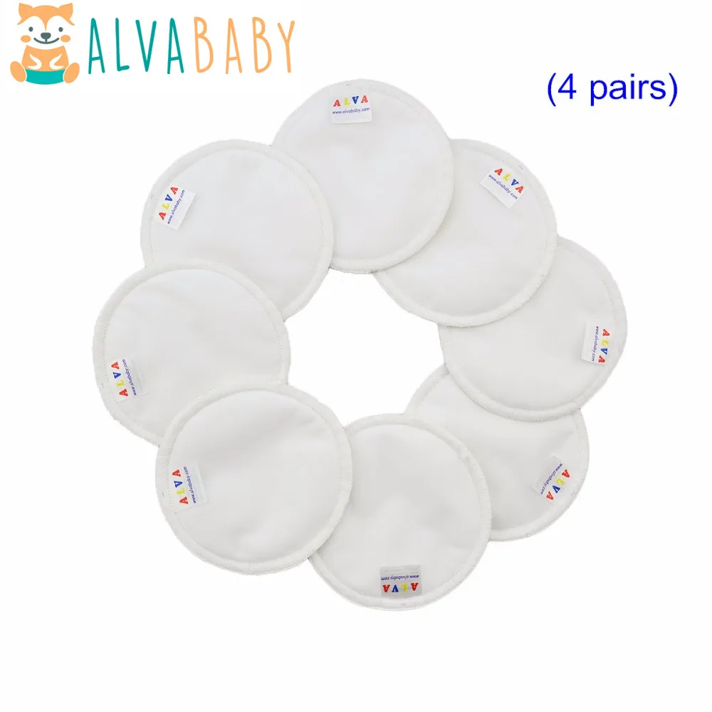 Alvababy-almofada de amamentação reutilizável, feita de bambu, lavável, para mãe, 8 partes por conjunto