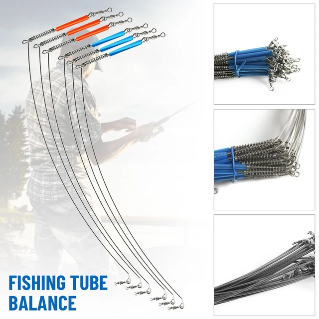 10PCS Fishing leader Line with Fluorescent beads Balance 3 Way Steel wire  Leader Cross Line Jig