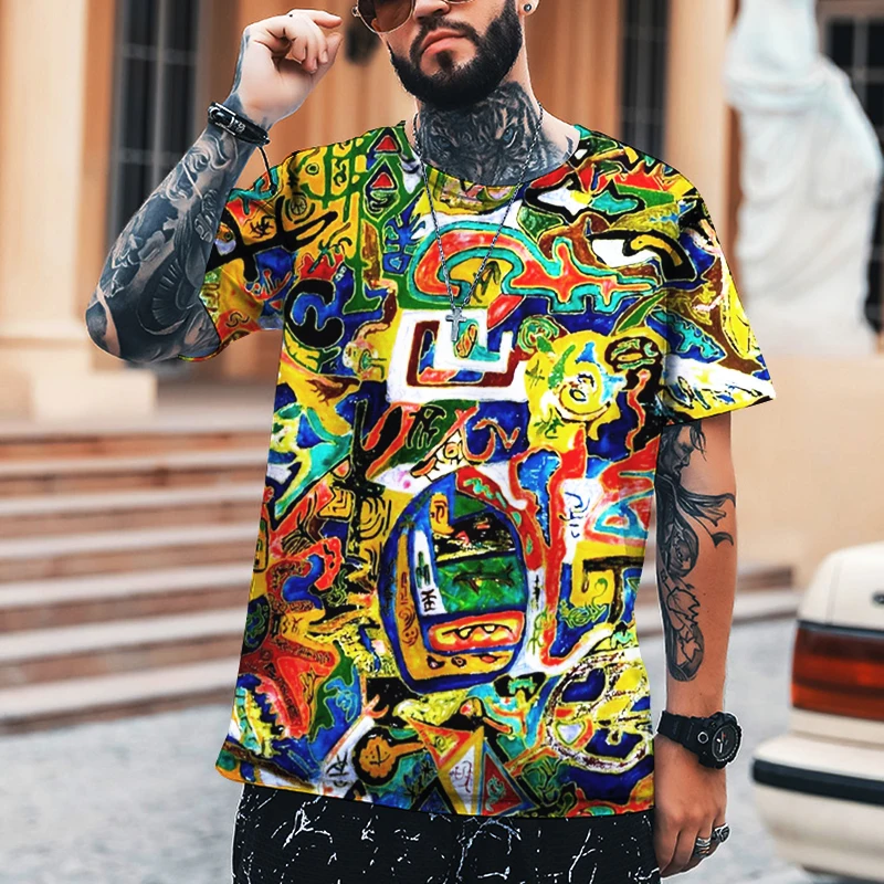 Pittura Graffiti da parete Stampa 3D da uomo T-shirt Leica in poliestere di alta qualità Comodo top di abbigliamento di marca da donna di grandi dimensioni 6