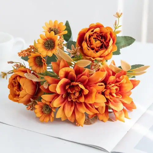 Artificial Flowers Silk Dahlia Rose daisy Valentine's Home RoomDecoration Bonsai Room Wedding Bridal Bouquet Party Diy Hot sales - Image 10