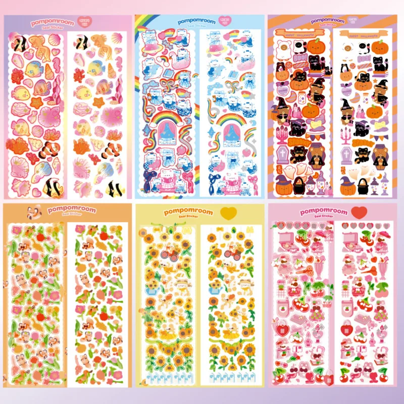 6Pcs/Pack Cartoon Fantasy Wonderful House Series Decorative Stickers Cartoon Sticker DIY Cute Kpop Korean Stationery Supplies