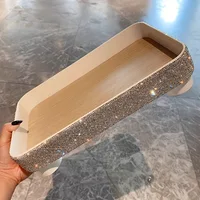 Women's Diamond Cosmetics Tray Organizer Storage Jewelry Multipurpose Storage Tray Bathroom Storage Box Case Sparkling Organizer 2