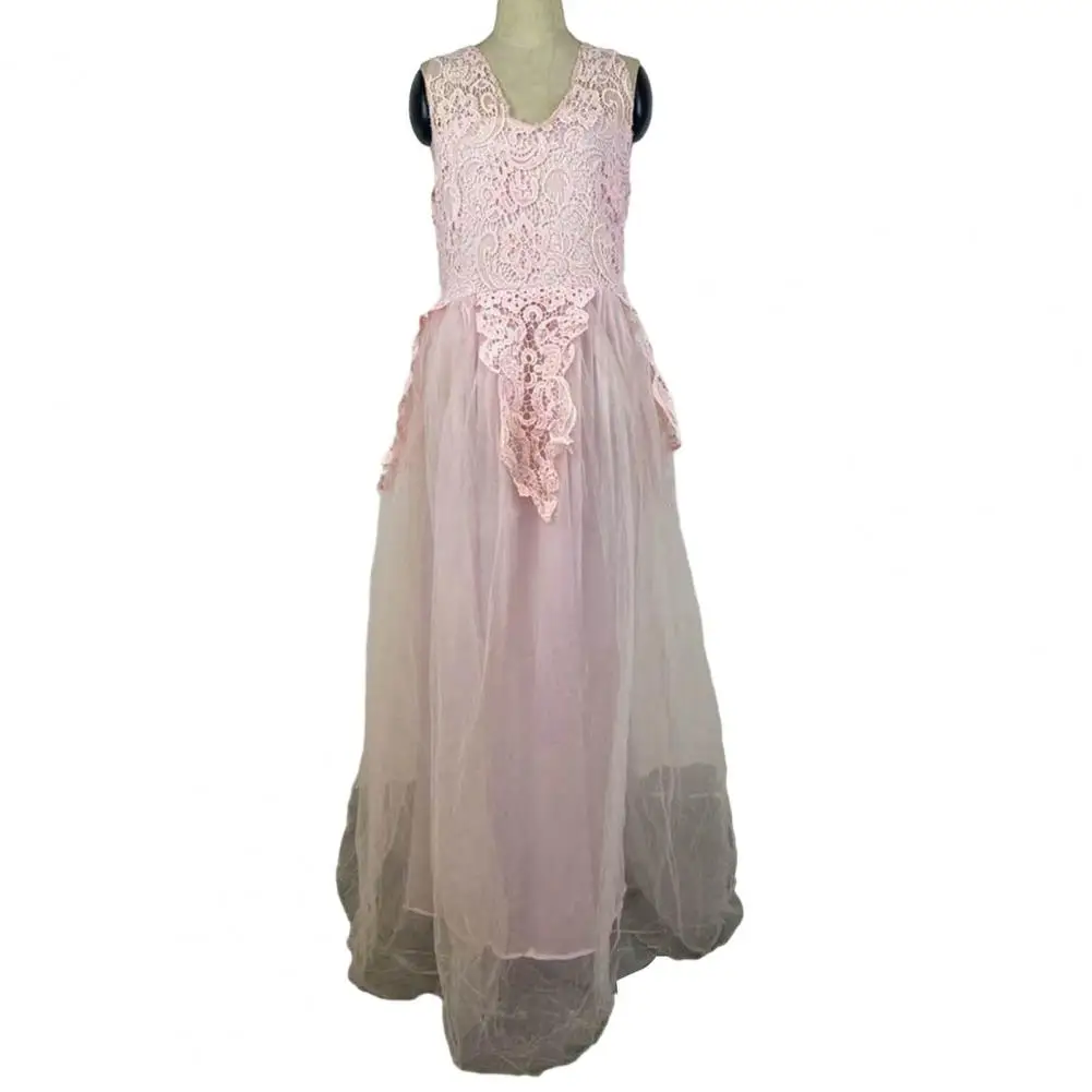 

Женское кружевное вечернее платье, элегантное платье в стиле принцессы с цветочным кружевом, Сетчатое лоскутное платье для свадебной вечеринки, банкета
