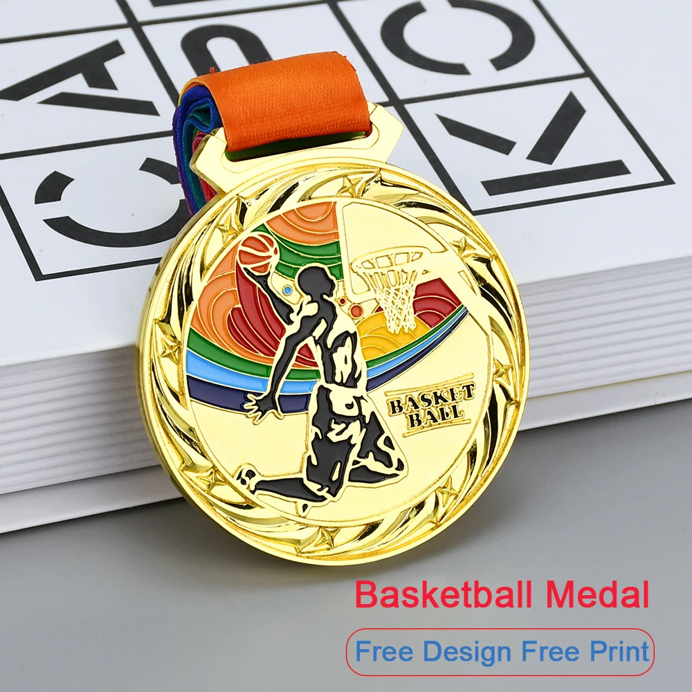 Basketball Medal School Basketball Competition Games Match Trophy Medals Gold Silver Bronze Medal Sports Souvenirs Free Print