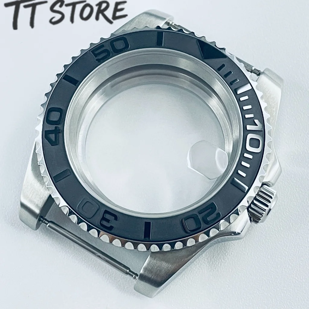 Sleek Silver 40mm Watch with Ceramic Bezel & Sapphire Case - Unisex Design