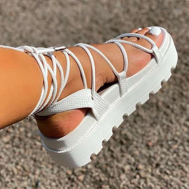 Women Sandals Fashion Woman Gladiator Sandals Ladies Wedge Shoes Female Lace Up Platform Women Cross Straps Boots Thick Bottom women sandals wedge sandals