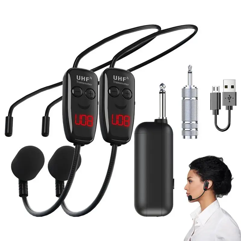 

UHF Wireless Microphone Headset Handheld Headset Microphone 2 In 1 Handheld Rechargeable MIC For Karaoke Singing Party Public