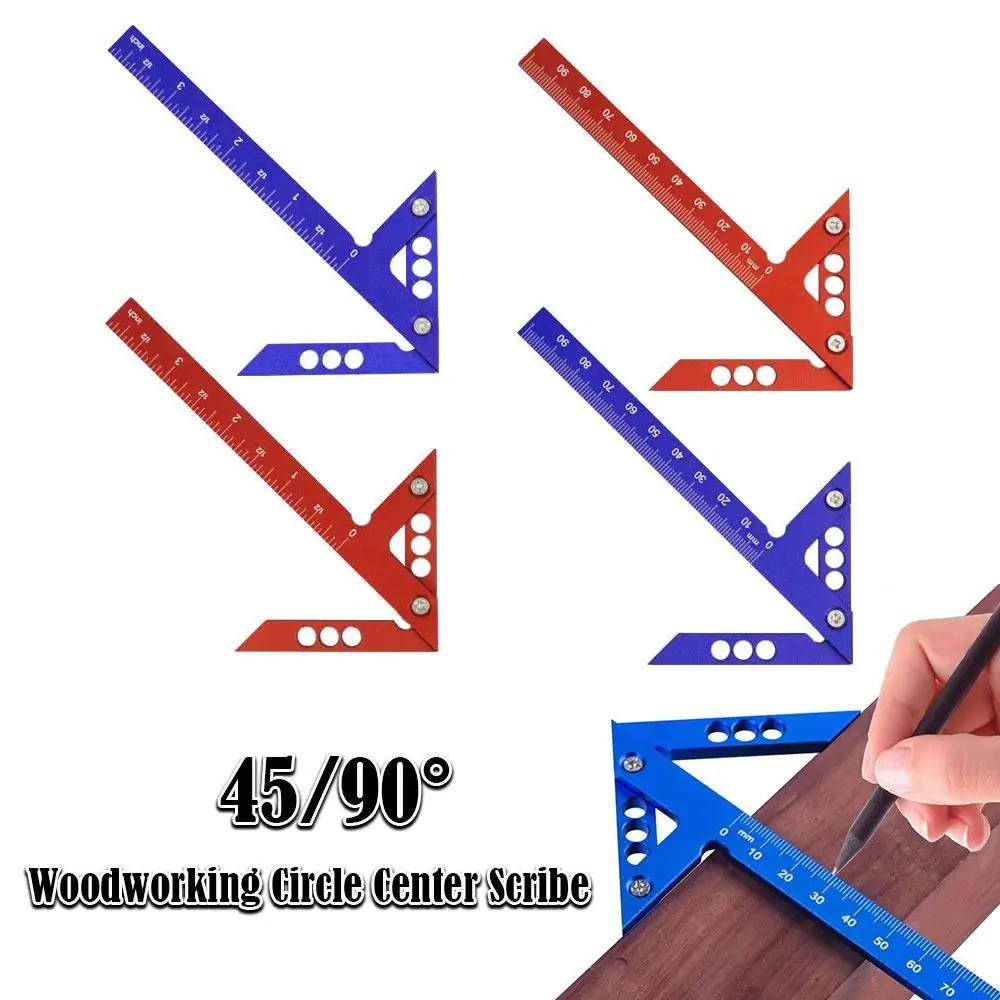 Durable Aluminum Woodworking Circle Center Scribe 45/90° Portable Right Angle Line Gauge Center Finder Center Measuring Tool