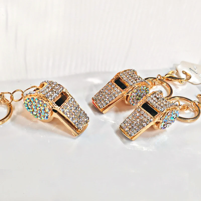 Fine diamond Ref Whistle Keychain Bag Hanging Accessory Whistle pendant rhinestone keychain