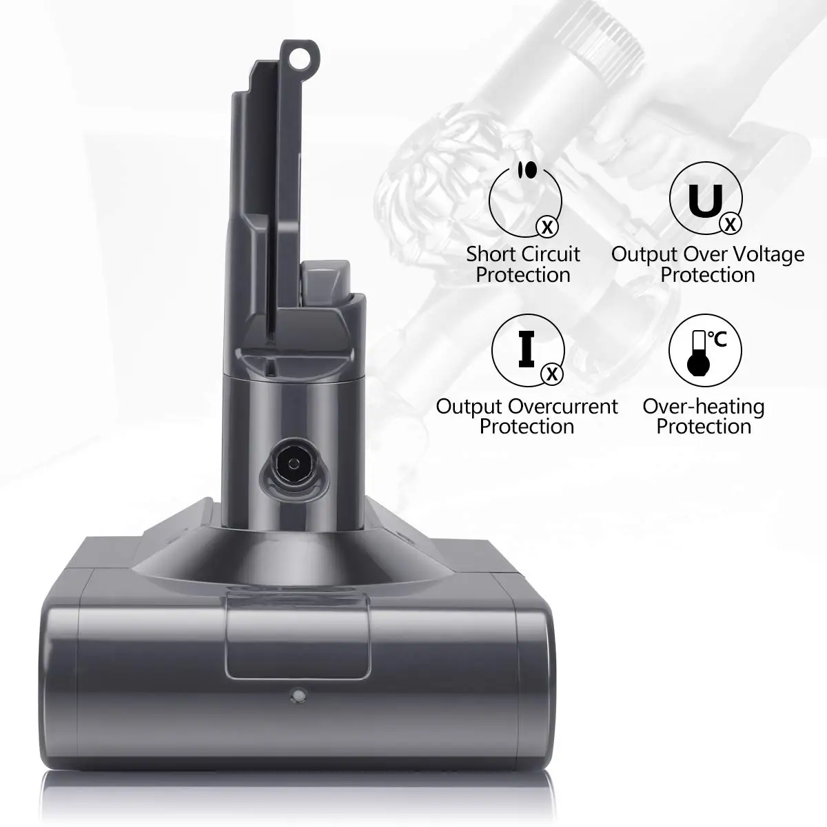 YH5 交換用バッテリー Dyson V8 用、21.6V 6.0Ah リチウムイオン
