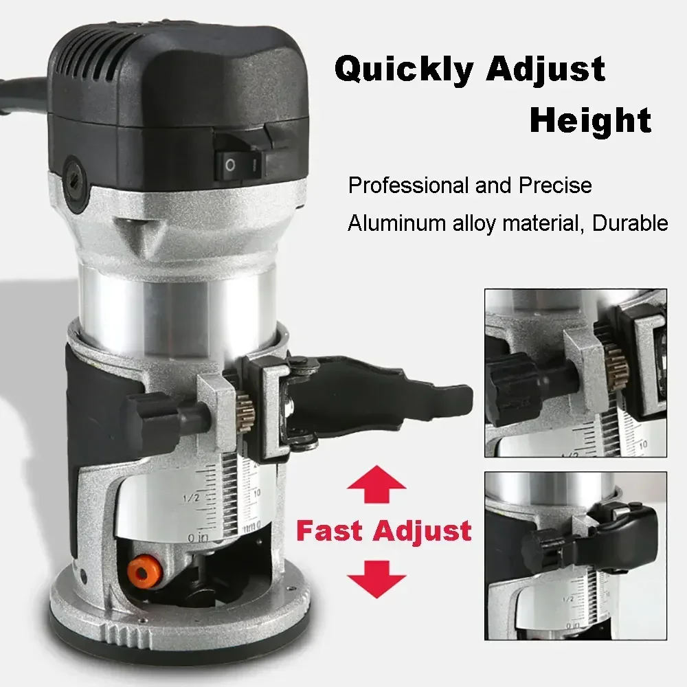 220V 2000W Electric Trimmer Router6.35mm & 8mm Milling Engraving Slotting Trimming Machine Hand Carving Router Woodworking Tools 2